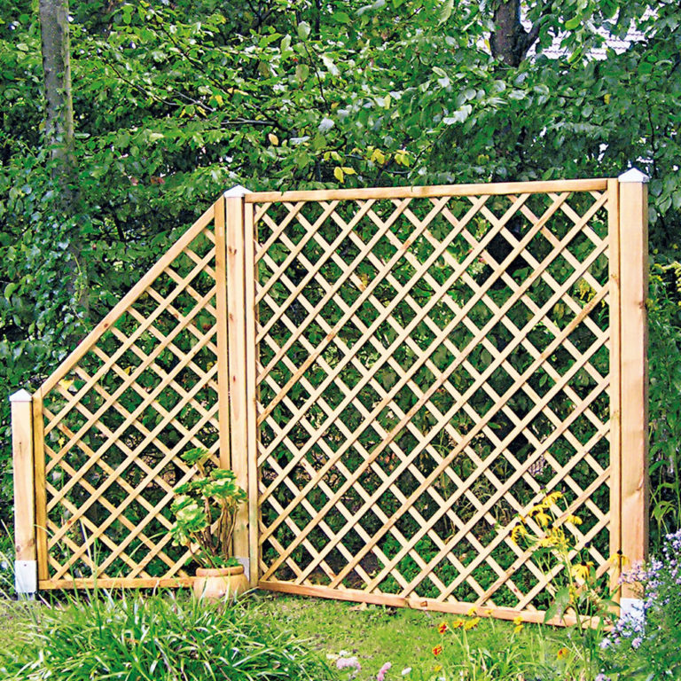 Rankgitter Rosa aus Holz Massives Rosengitter Diagonale Gitterleisten