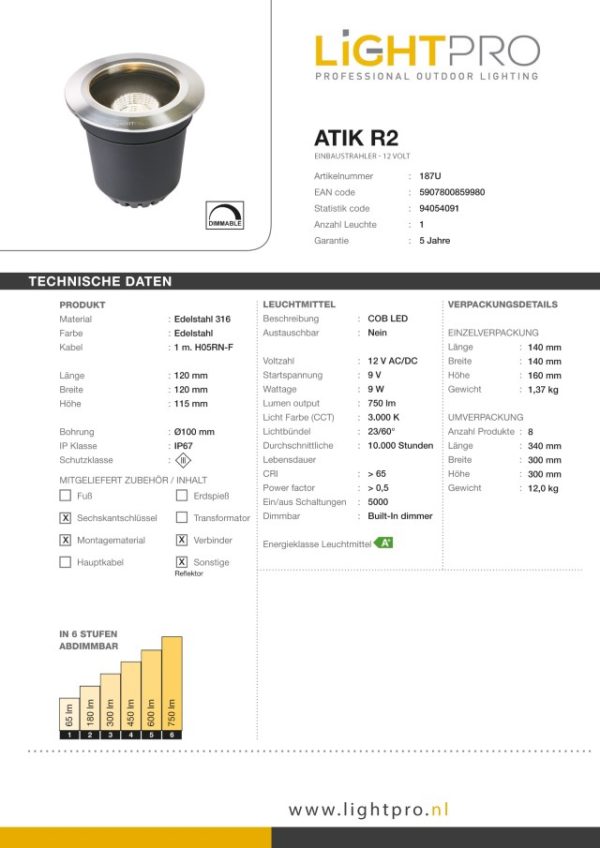 Lightpro Atik R2, LED Bodeneinbaustrahler