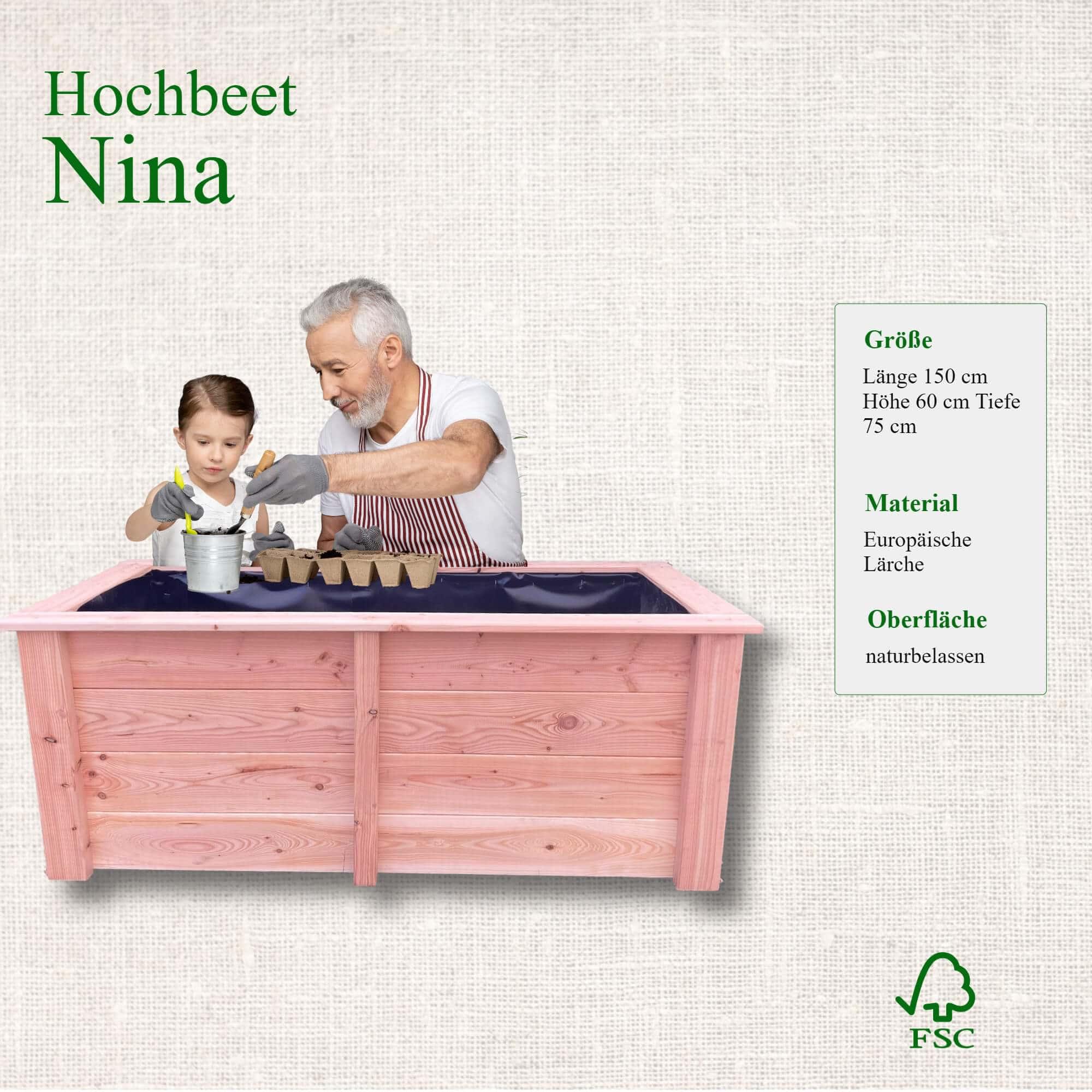 Hochbeet Nina, Lärche natur – Bild 3